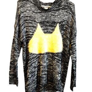 Y2K Cat Knit Sweater Fuzzy Cat Lady Ears Boho Oversize Grunge Goth Halloween S/M